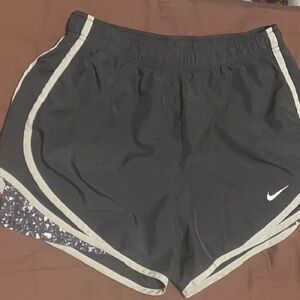 Nike Women's Black and Gray Dri Fit Athletic Shorts
